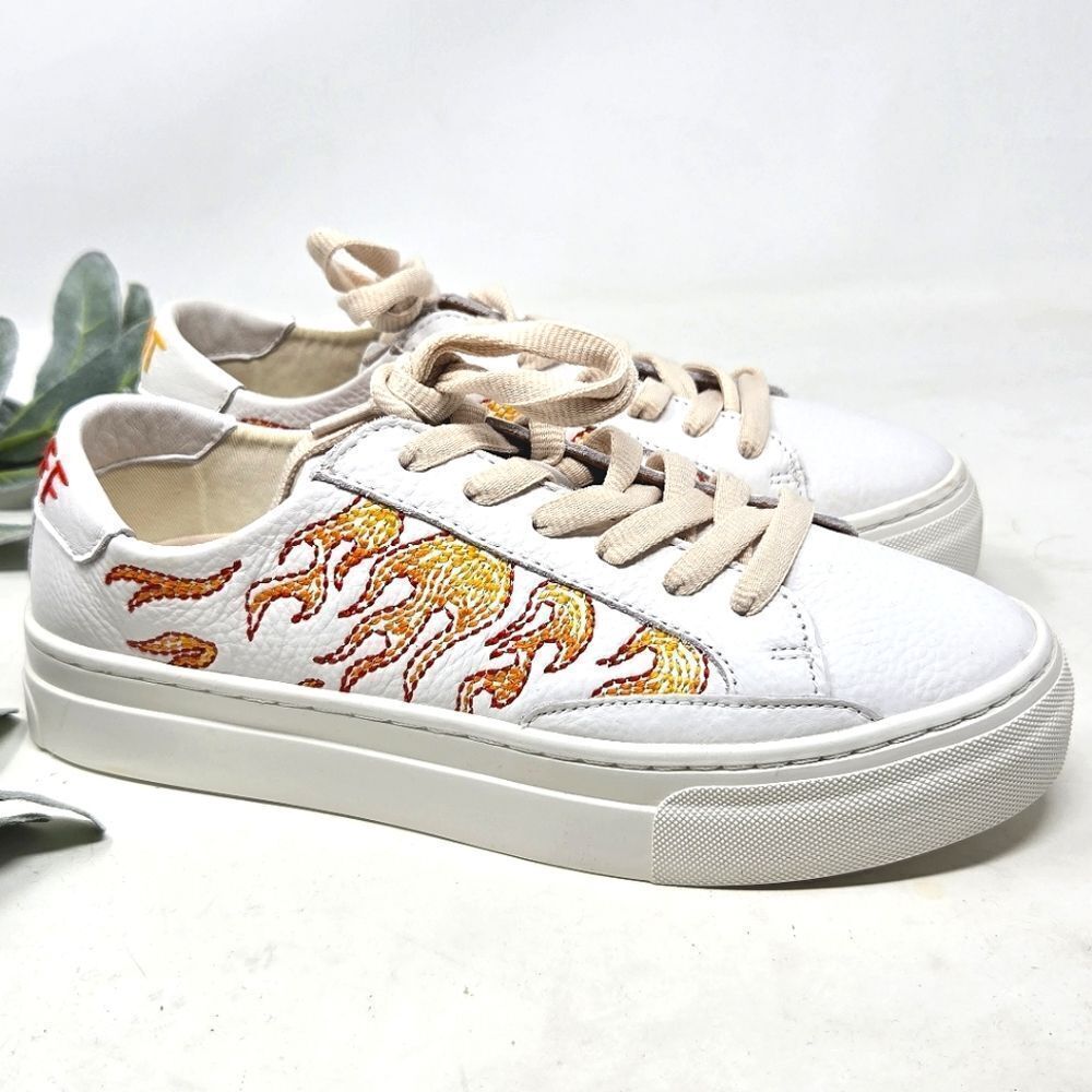 SOLUDOS Ibiza‎ Embroidered Flame Hot Stuff Sneakers Size 7.5